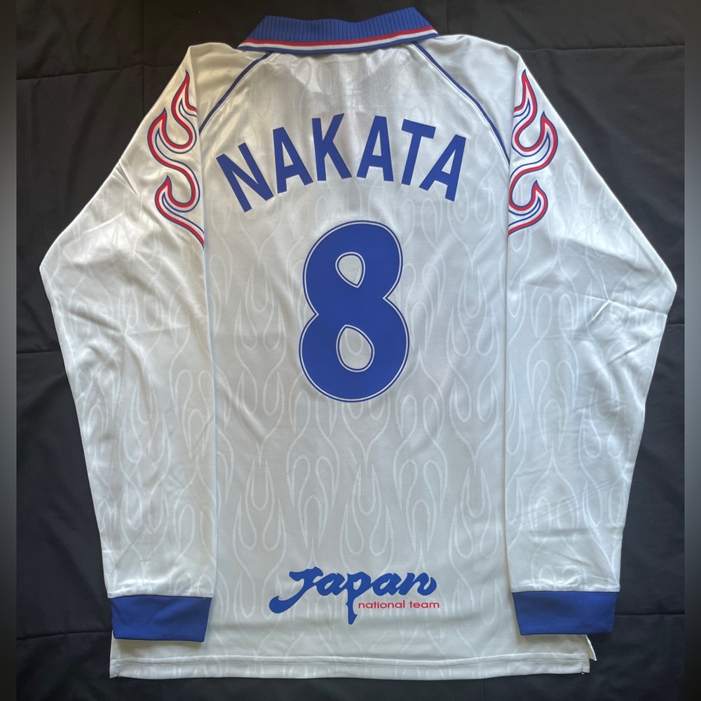 Nakata #8 Longsleeve Retro Japan jersey Away White soccer football 1998